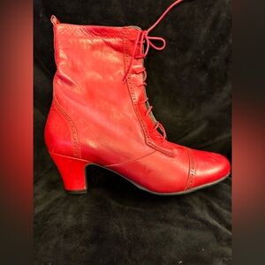 NWT Miz Mooz Red Kid Leather Women's Boots, Size 9.5